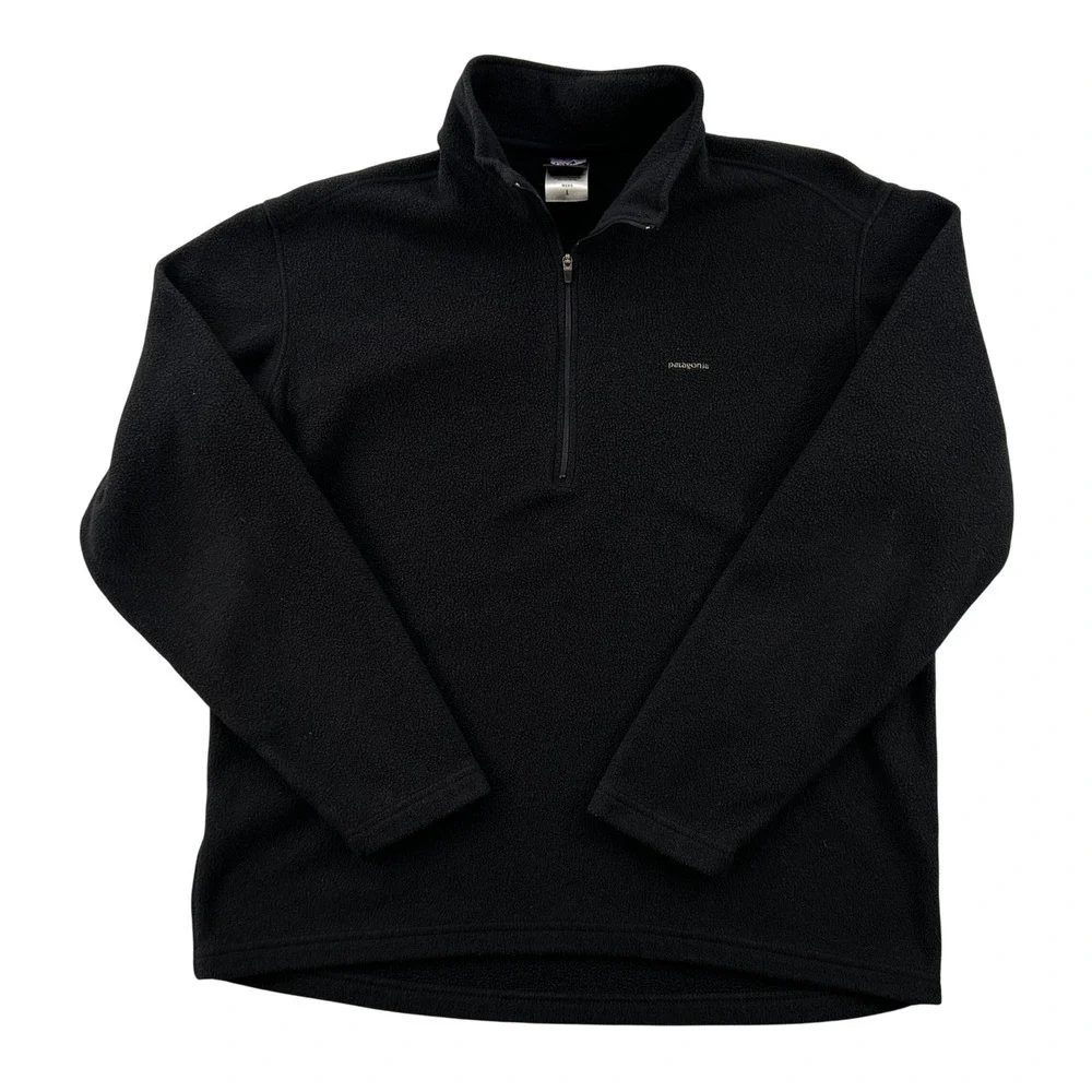 Patagonia Capilene Expedition Weight Mens Large Black 1/4 Zip Fleece Pullover